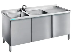Spülschrank mit 2 Becken Links und Flügeltüren,1600x700x850mm