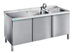 Spülschrank mit 2 Becken Rechts und Flügeltüren, 1600x700x850mm