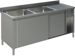 Spülschrank mit Schiebetüren B 140cm - Becken links