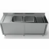 Spülschrank mit Schiebetüren, 2 Becken Mitte, 2000x700x850mm