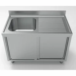 Spülschrank mit Schiebetüren, 1 Becken Links, 1200x700x850mm