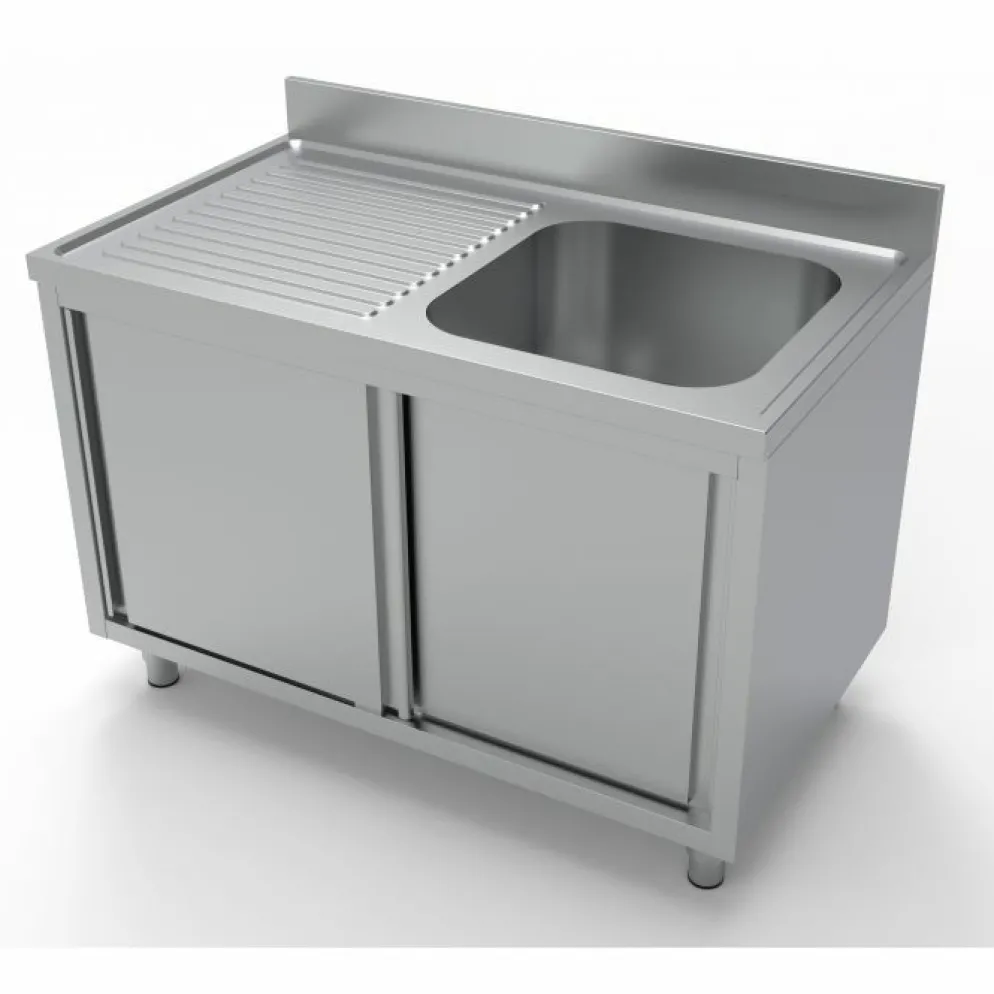 Spülschrank mit Schiebetüren 1 Becken Rechts, 1200x700x850mm
