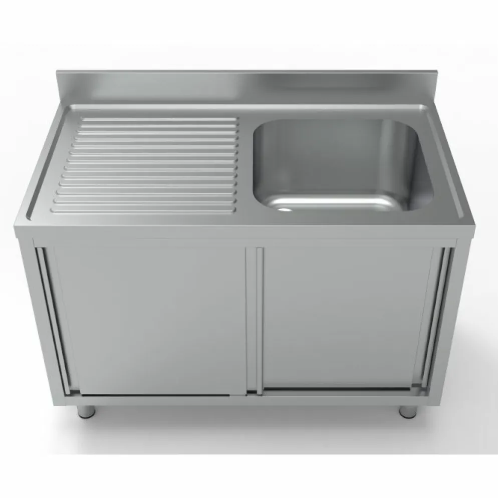 Spülschrank mit Schiebetüren 1 Becken Rechts, 1200x700x850mm