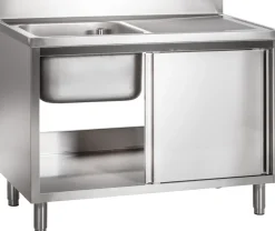 Spülschrank mit Schiebetüren B 120cm - Becken links