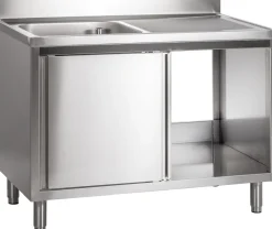 Spülschrank mit Schiebetüren B 120cm - Becken links