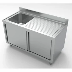 Spülschrank mit Schiebetüren, 1 Becken Links, 1400x700x850mm