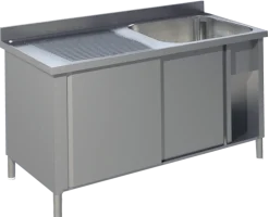Spülschrank mit Schiebetüren B 120cm - Becken rechts