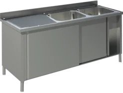 Spülschrank mit Schiebetüren B 140cm - Becken rechts
