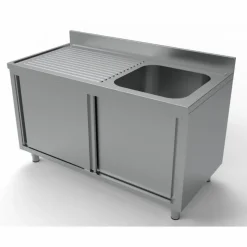 Spülschrank mit Schiebetüren, 1 Becken Rechts, 1400x700x850mm