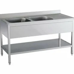 Spültisch 2 Becken links mit Aufkantung B 180cm