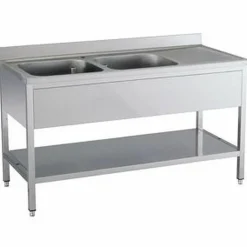 Spültisch 2 Becken links mit Aufkantung B 140cm