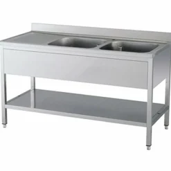 Spültisch 2 Becken rechts mit Aufkantung B 140cm