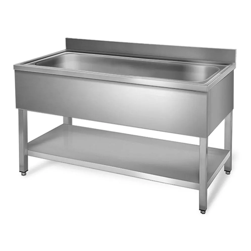 Spültisch, Breite 1000 mm, 1 Becken mittig, mit Aufkantung