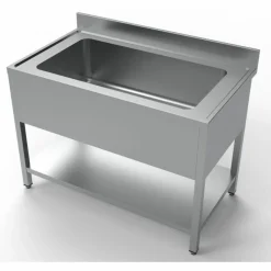 Spültisch Edelstahl 1200 mm mit 1 grossen Becken, 700 mm tief