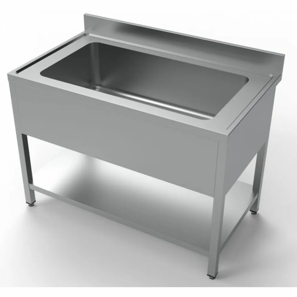 Spültisch Edelstahl 1200 mm mit 1 grossen Becken, 700 mm tief