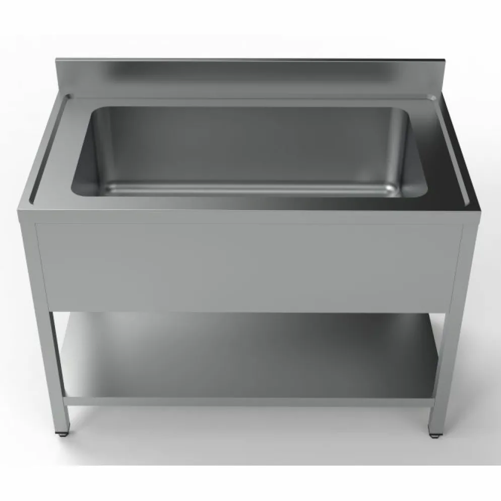 Spültisch Edelstahl 1200 mm mit 1 grossen Becken, 700 mm tief