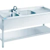 Spültisch mit 2 Becken Links, Unterbau offen, 1500x600x850mm