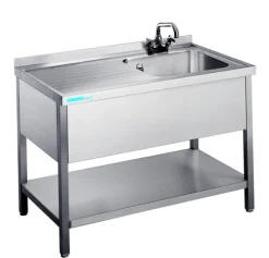 Spültisch mit 1 Becken Rechts, Unterbau offen,1200x600x850mm
