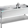 Spültisch mit 2 Becken Rechts, Unterbau offen, 1500x600x850mm