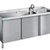 Spültisch mit 2 Becken Rechts und Flügeltüren, 1500x600x850mm