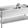 Spültisch mit 2 Becken Rechts, Unterbau offen, 1600x700x850mm