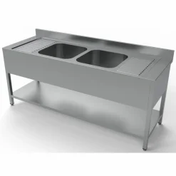 Spültisch mit Grundboden, 2 Becken Mitte, 2000x700x850mm