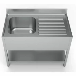 Spültisch 1200 mm, 1 Becken links, Grundboden, 700 mm tief