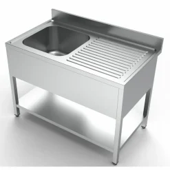 Spültisch 1200 mm, 1 Becken links, Grundboden, 700 mm tief