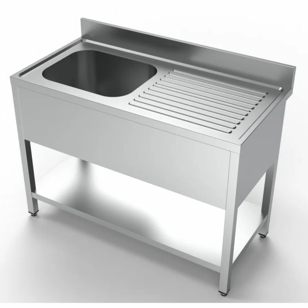 Spültisch 1200 mm, 1 Becken links, Grundboden, 600 mm tief