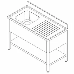 Spültisch 1400 mm, 1 Becken links, 700 mm tief