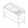 Spültisch 2000 mm, 2 Becken links, 600 mm tief