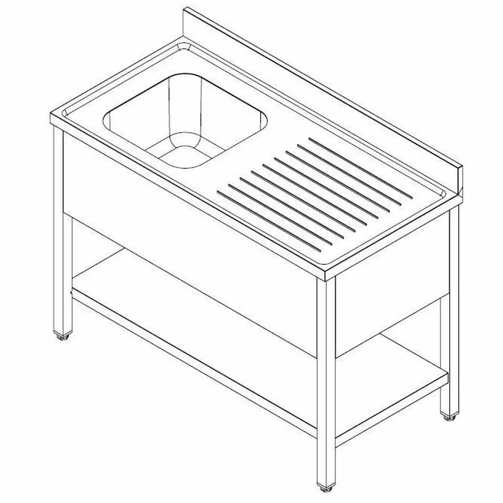 Spültisch 1200 mm, 1 Becken links, 600 mm tief