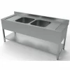 Spültisch 700 mm mit Grundboden Breite 2000 mm, 2 Becken mittig