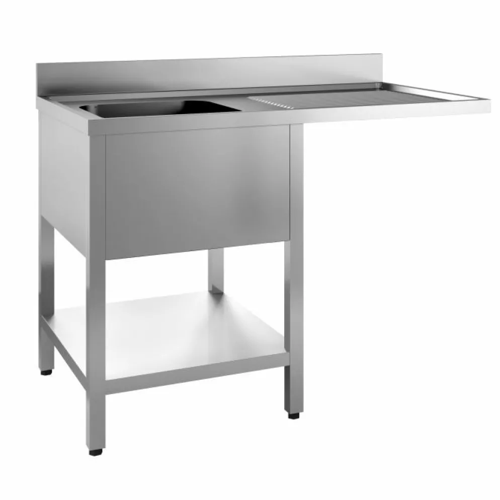 Spültisch 700 mm mit Grundboden Breite 1200 mm, Becken links