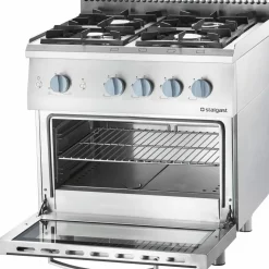 STALGAST Gasherd 4 Brenner mit Gasbackofen (GN 2/1), 4-Brenner
