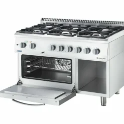 STALGAST Gasherd ECO 6 Brenner (6x3,5 kW), Elektro-Heißluftofen (600x400mm, GN 1/1)