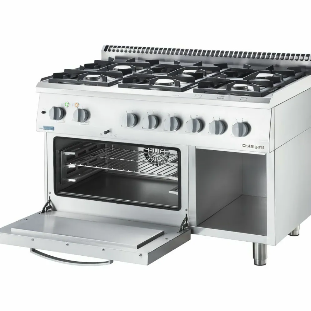 STALGAST Gasherd ECO 6 Brenner (6x3,5 kW), Elektro-Heißluftofen (600x400mm, GN 1/1)