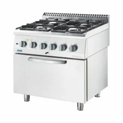 STALGAST Gasherd ECO 4-Brenner (4x3,5 kW), Elektro-Heißluftofen (600x400mm, GN 1/1)