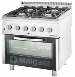 STALGAST Gasherd mit 4 Brennern (3,5+2x5+7), Elektro-Backofen GN2/1