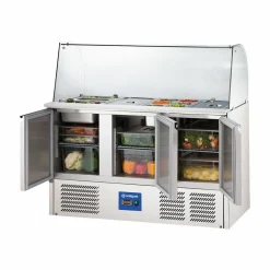 STALGAST Saladette mit Glasaufsatz, 3-türig für 16x GN1/4