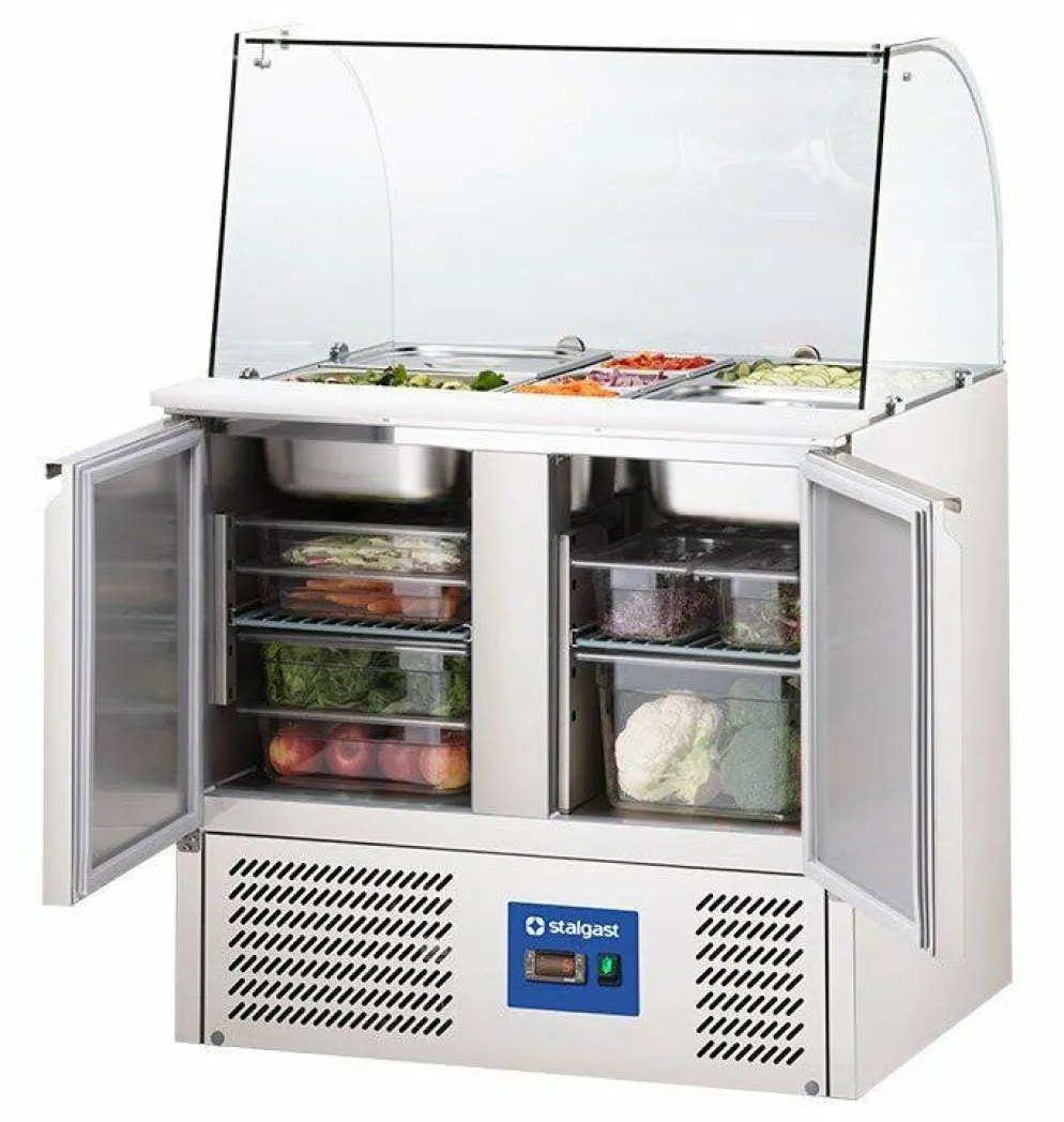 STALGAST Saladette mit Glasaufsatz, 2-türig, 10x GN 1/4