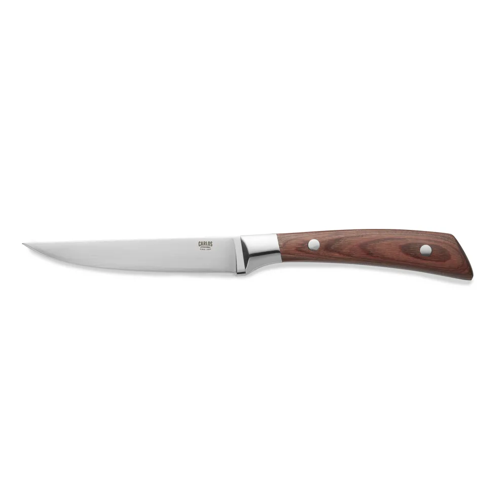 Steakmesser Set CARLOS, mit rotem Pakkaholzgriff, 24 cm, Set á 6 Stück, Klingenstahl 420, Holz