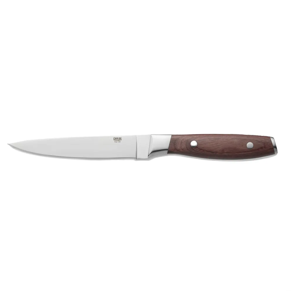 Steakmesser Set CARLOS, mit rotem Pakkaholzgriff, 25 cm, Set á 6 Stück, Klingenstahl 420, Holz