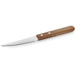 Steakmesser Set, mit Kiefernholzgriff, 21 cm, Set á 12 Stück, Holz, Edelstahl