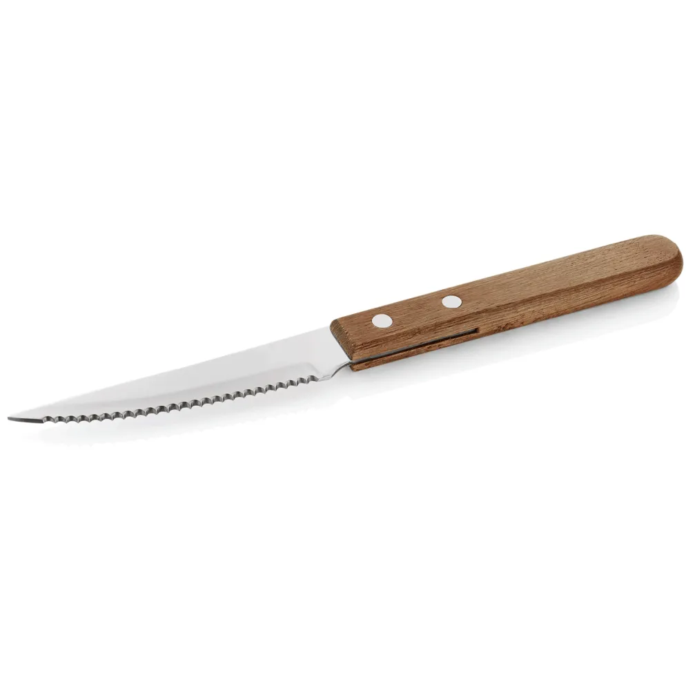 Steakmesser Set, mit Kiefernholzgriff, 21 cm, Set á 12 Stück, Holz, Edelstahl