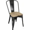 Stuhl Holli Bistro-BL schwarz, Stahl mit Eschenholz, 43,4x50x84,7cm