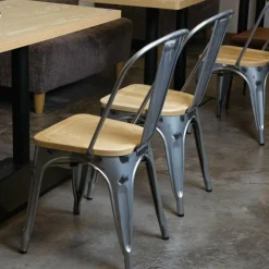 Stuhl Holli Bistro-S silber, Stahl mit Eschenholz, 43,4x50x84,7cm