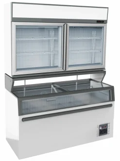 SUPERMARKT Wandtiefkühlung CS mit 2 Glastüren mit Tiefkühltruhe, Breite 1454mm