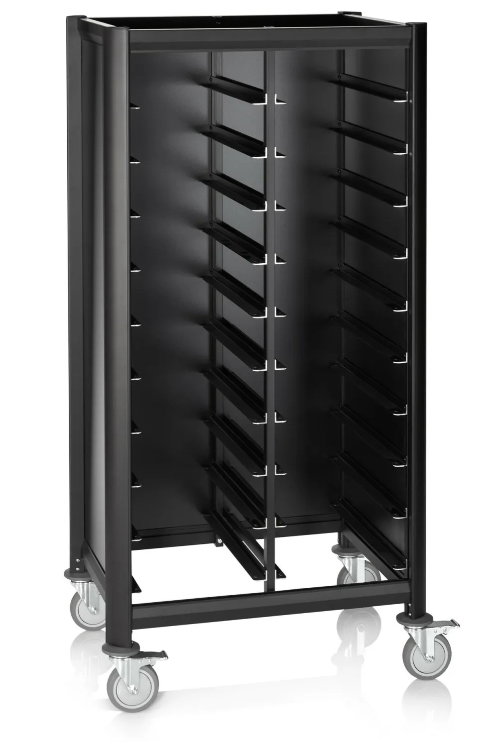 Tablettwagen DOUBLE GN 1/1 MENSA BLACK für 2x 10 GN Tabletts