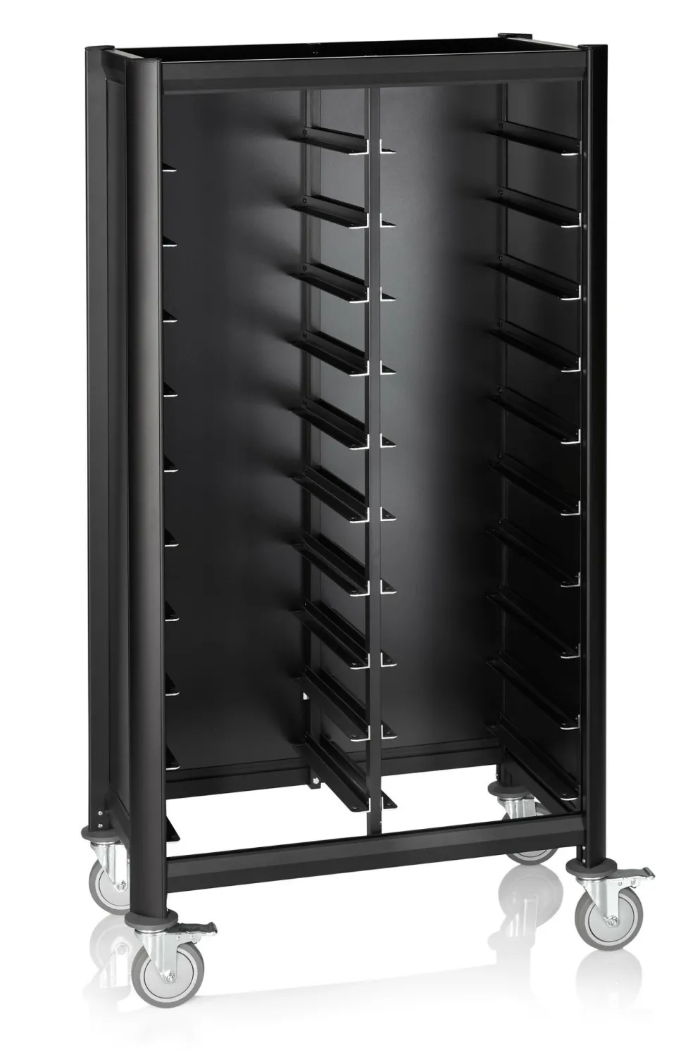 Tablettwagen DOUBLE MENSA BLACK für 2x 10 Tabletts